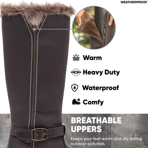 Vista 3 de Botas de invierno resistentes a la intemperie para mujer con cremallera lateral (Debby) impermeables aisladas altas botas de invierno para mayor