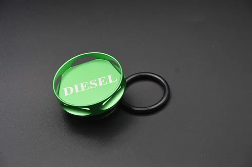 Vista 3 de Accesorio de tapa de combustible diésel magnética de aluminio pulido verde compatible con Dodge RAM 1500 2500 3500 2013-2018