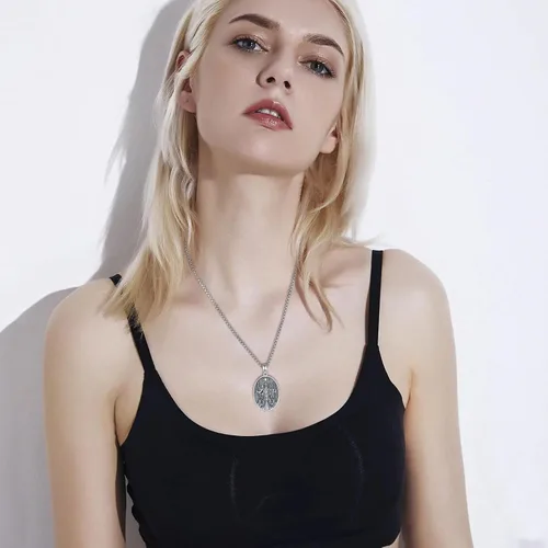 Vista 6 de EUDORA Collar de plata de ley S925 con dije de amuleto de diosa para mujer A01-Medalla Diosa Hécate