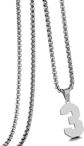 Vista 124 de Collar de Número Dorado para Hombre, Cadena de Acero Inoxidable con Colgante de Número para Atletas, Joyería Deportiva Personalizada para Niños