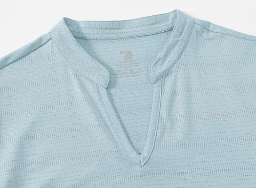 Vista 44 de Gopune Polo de golf con cuello en V para mujer, sin cuello, manga corta, ligera, de secado rápido, camisetas de tenis para correr