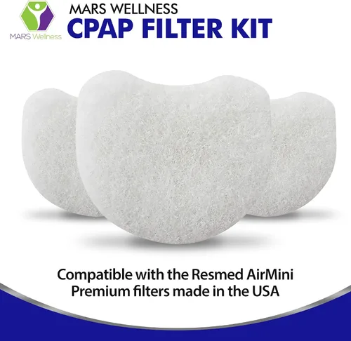 Vista 5 de Mars Wellness Kit de filtro CPAP, paquete de 20 unidades, compatible con la máquina CPAP AirMini Resmed, fabricado en los Estados Unidos, filtro