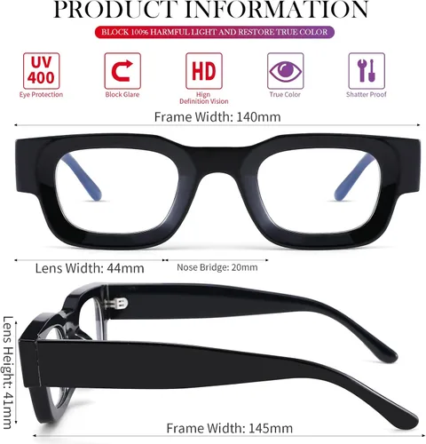 Vista 5 de SCVGVER Gafas de sol rectangulares gruesas para mujeres y hombres, polarizadas, retro, de los años 90, gruesas, cuadradas, polarizadas, protección