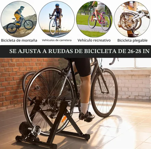 Vista 5 de Soporte de bicicleta de interior para ejercicio, convertidor de bicicleta estacionario de reducción de ruido, entrenador de bicicleta de resistencia