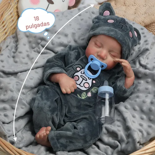 Vista 2 de Muñecas Reborn Baby de 18 pulgadas realista con cuerpo de vinilo completo, muñecas de bebé realistas de la vida real para niños a partir de 3 años