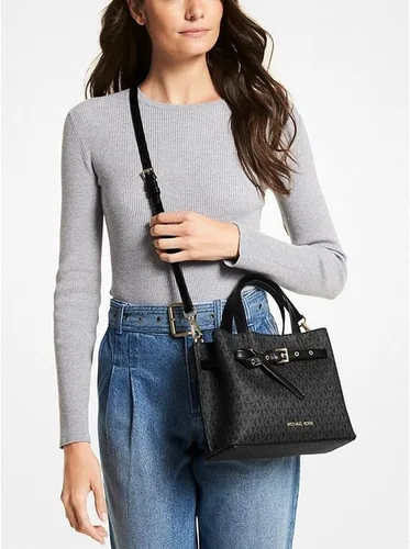 Vista 3 de Michael Kors Emilia Bolso pequeño con logotipo, negro, (Black Signature)