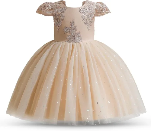 Vista 2 de TTYAOVO Vestido de flores para bebé, cumpleaños, princesa, fiesta, trajes de encaje