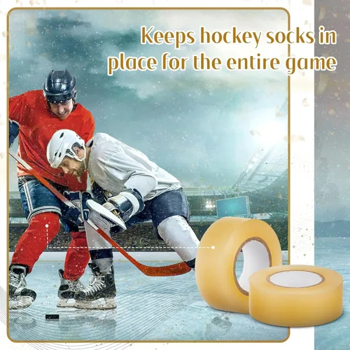 Vista 6 de Meooeck Clear Hockey Sock Tape Adhesive Shin Guard Stick Tape Roll for Gear Multipurpose Equipment Ice Skate Field Soccer Sports Gifts Accessories
