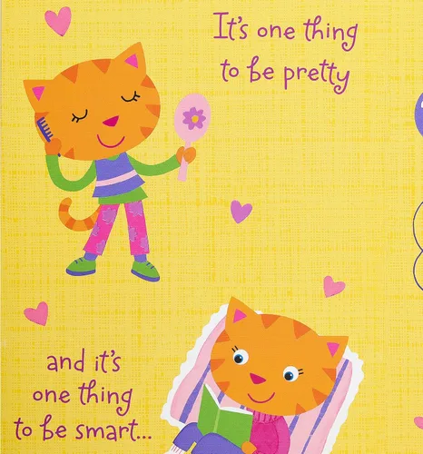 Vista 3 de American Greetings - Tarjeta de cumpleaños de gato para nieta (Te quiero mucho)