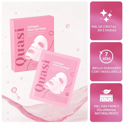 Vista 4 de Quasi - Máscara facial de bio-colágeno para la noche – Mascarilla coreana hidratante – Niacinamida y colágeno de baja molecularidad – Cuidado