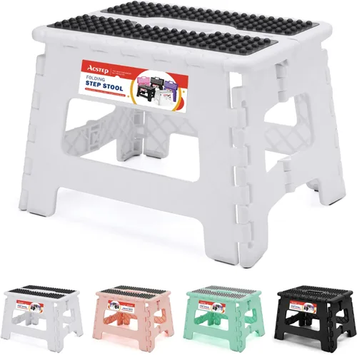 Vista 19 de ACSTEP Taburete plegable de 9 pulgadas, capacidad de 300 libras, taburetes plegables de plástico para niños y adultos, taburete plegable adecuado