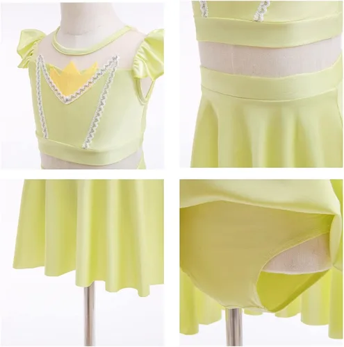 Vista 4 de MYRISAM Traje de baño tankini de dos piezas para niñas, con volantes, playa, surf, natación, bikini