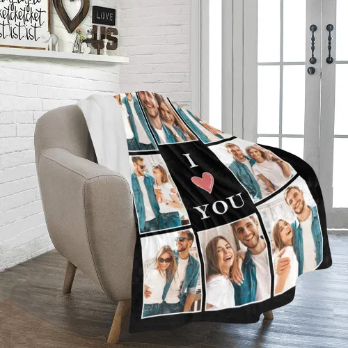 Vista 3 de HUGLAZY Mantas personalizadas con fotos, regalos personalizados para el día de San Valentín, cumpleaños, día de la madre