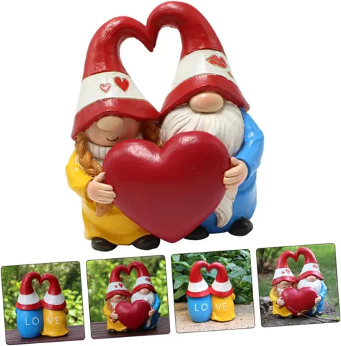 Vista 7 de YARNOW 3pcs Garden Couple Ornaments Wedding Couple Figurines Gnome Sculpture Nomes Gnome Couple Figurine Garden Elf Statue Garden Nome Garden