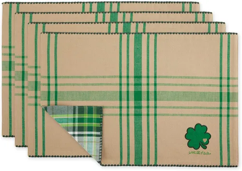 Vista 28 de DII Juego de manteles individuales reversibles de la colección del Día de San Patricio, 13 x 19, herradura de trébol, 4 piezas