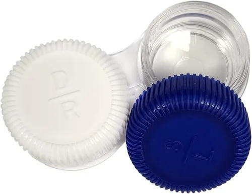 Vista 2 de Estuches para lentes de contacto con tapa roscada, azul/blanco, paquete de 12