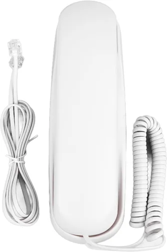 Vista 6 de Teléfono con cable para montaje en pared, sonido claro, multifuncional, fácil de usar, ahorro de espacio (blanco)