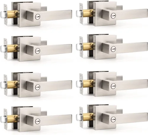Vista 28 de Gobrico 1 paquete de manijas cuadradas de privacidad para puerta en acabado negro mate, manijas interiores sin llave, reversibles para puertas
