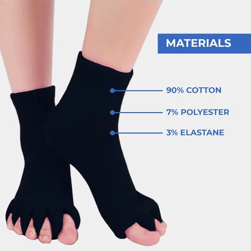 Vista 2 de Happy Feet Toe Separator Alignment Socks - Comfortable Toe Separator Socks Massage Sock – Prevent Foot Cramp and hammertoes