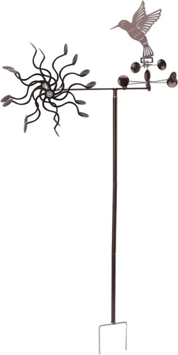 Vista 9 de Haofy Molinillo de viento para exteriores, estacas de metal para patio, molino de viento de metal, colibrí, escultura de viento para césped al aire