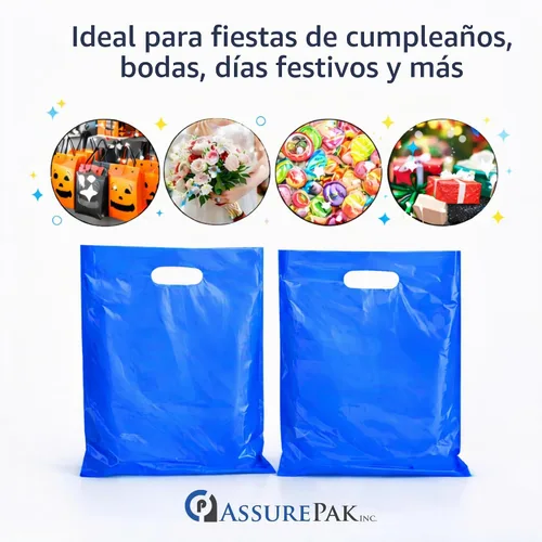 Vista 4 de ASSUREPAK Bolsas troqueladas de LDPE azul, 12 "x 15", 1.5 mil, 500