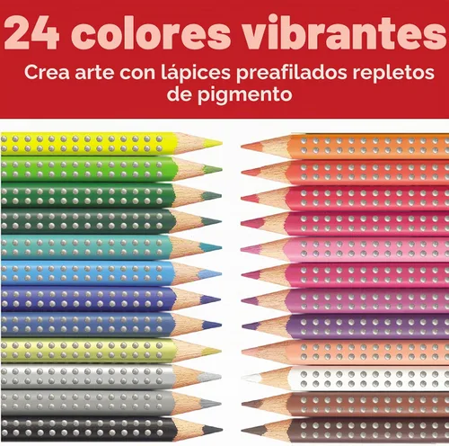Vista 3 de Faber-Castell Grip Colored EcoPencils - Paquete de 24 lápices de colores, preafilados