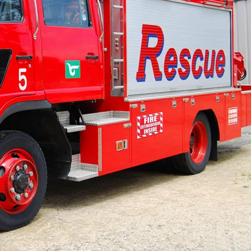 Vista 7 de Fasmov Paquete de 10 calcomanías para extintor de incendios en el interior, calcomanías de vinilo autoadhesivas de 5 x 4 pulgadas, resistentes a