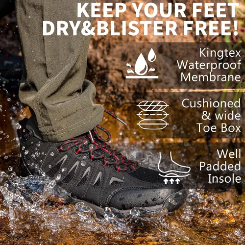 Vista 3 de SHULOOK Hiking Boots Men Waterproof Mid Boots Non-Slip LightWeight Comfortable