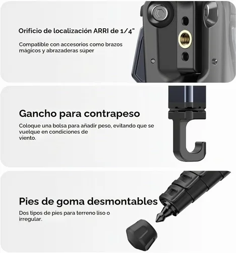 Vista 7 de ULANZI Ombra Xiang Ⅱ - Trípode de video para cámara con cabezal fluido, trípode de viaje de 61.5 pulgadas con placa de liberación rápida de Arca