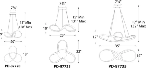 Vista 2 de WAC Lighting Colgante LED Vornado 20in 3000K en Cromo