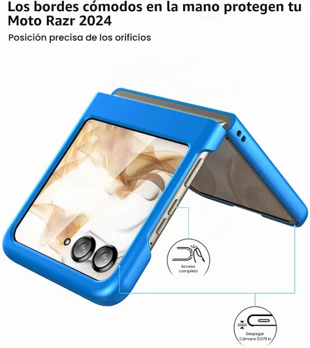 Vista 2 de Foluu Funda delgada para Motorola Razr 2024/2025 [No compatible con Razr Plus 2024], con protector de pantalla frontal integrado, policarbonato mate