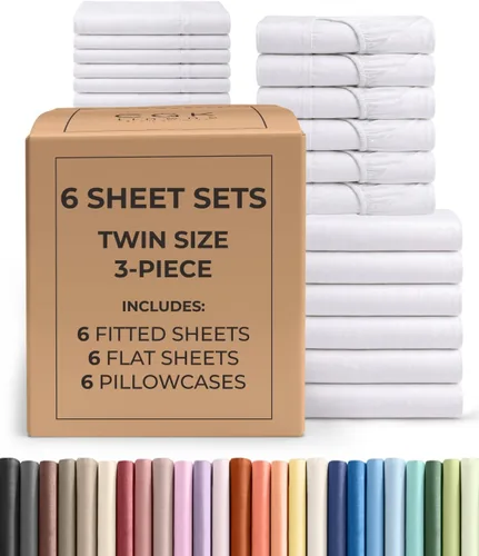 Vista 252 de Pack of 2, Twin Size 3 Piece Sheet Set - Breathable & Cooling - White