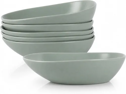 Vista 10 de Stone Lain Delilah Honeydew Green - Juego de platos de porcelana de 6 piezas, cuencos de cocina para cenas diarias, sopas, ensaladas, pasta