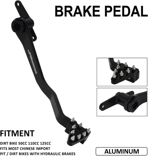 Vista 2 de JFG RACING Palanca de pedal de freno trasero plegable para motocicleta, CNC universal para CRF XR RM KX KLX TTR PW SSR Apollo TAO TAO SDG 50cc