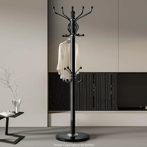 Vista 2 de Kertnic Perchero independiente con 18 ganchos y base de mármol - Soporte de árbol de pasillo de metal resistente para entrada, sombreros, abrigos 18