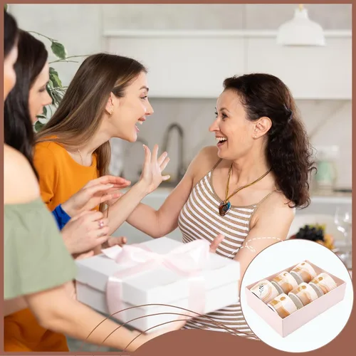 Vista 7 de Qinyoung 6 juegos de macetas Boho para suculentas, modernas macetas de cerámica con bandeja de bambú para plantas de interior, Aloe, Cactus