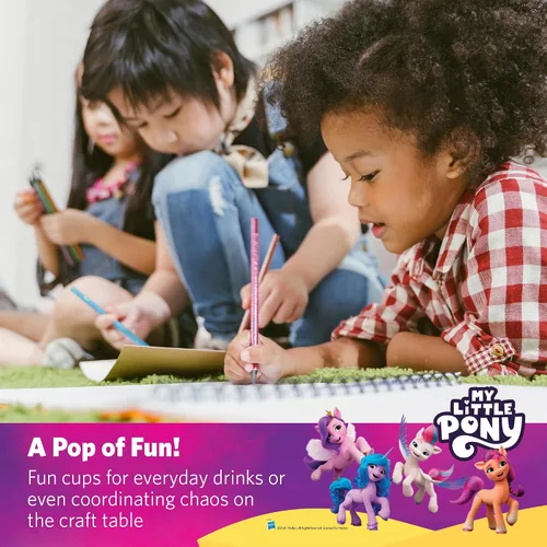 Vista 5 de Glad My Little Pony - Vasos de plástico desechables transparentes para niños, divertidos, resistentes, aptos para niños, vasos de plástico para uso