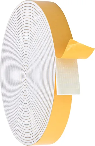 Vista 29 de Burlete de cinta de espuma autoadhesiva blanca para puertas y ventanas de 1 pulgada × 3/4 pulgada × 13 pies, tira de sellado de espuma de alta Blanco