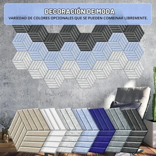Vista 6 de SHJADE Paquete de 12 paneles acústicos autoadhesivos, 14" X 12" X 0.4" acolchado de alta densidad a prueba de sonido, aislamiento hexagonal a prueba