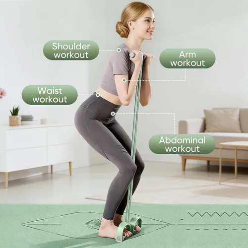 Vista 2 de Sakerplus Banda elástica multifunción de resistencia para yoga, banda elástica para ejercicio, tirador de pedal de estiramiento para entrenamiento