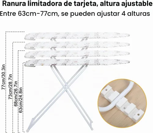 Vista 13 de Tabla de planchar de tamaño completo, 42"x12" Tabla de planchar compacta resistente con descanso para plancha, cubierta resistente al calor