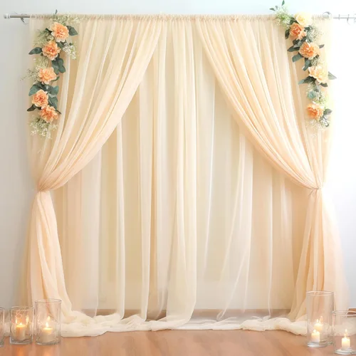Vista 30 de Cortina de telón de fondo de tul azul bebé de 10 x 10 pies para fiestas, cortinas de fondo transparentes para bodas, baby shower, baby shower