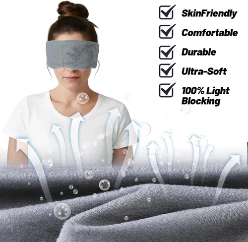 Vista 4 de Máscara térmica para ojos – Máscara de ojos para dormir con cuentas de arcilla congelable y apta para microondas, compresa caliente o fría, alivio