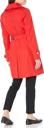 Vista 3 de Calvin Klein Chaqueta impermeable con cinturón de un solo pecho para mujer con capucha extraíble