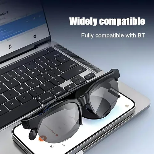 Vista 3 de Lentes inteligentes, lentes de sol polarizados Bluetooth con micrófono de audio integrado y altavoces con oreja abierta, protección UV y control
