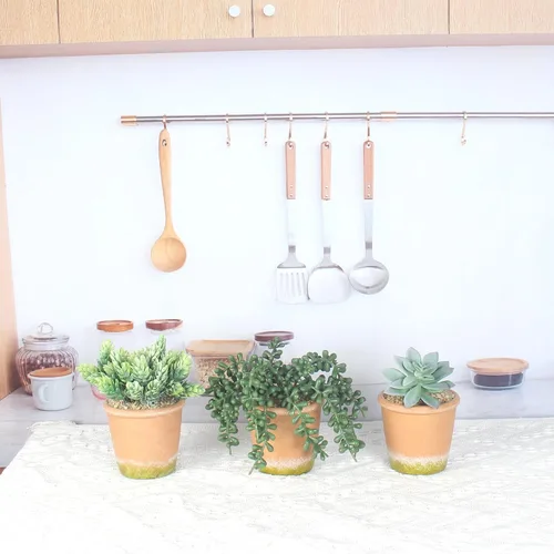 Vista 5 de COTSEN 3 plantas suculentas artificiales en maceta, plantas suculentas falsas en maceta, plantas falsas en maceta, decoración de estantería