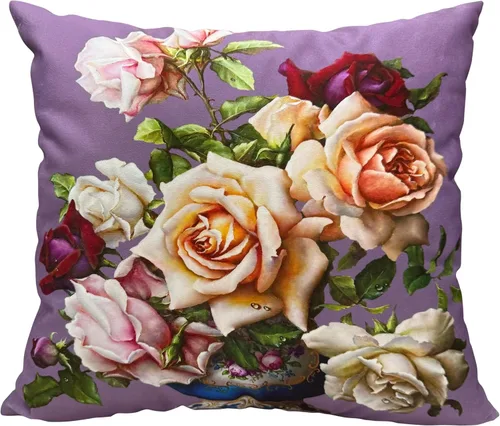 Vista 54 de Funda de cojín floral ligera de lujo, 18 x 18 pulgadas, pintura al óleo retro victoriana de doble cara, fondo negro, flor vibrante, funda de cojín