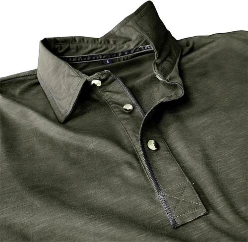 Vista 5 de PICKLION Camisas polo de manga larga para hombre, cuello de solapa con botones, ajuste regular