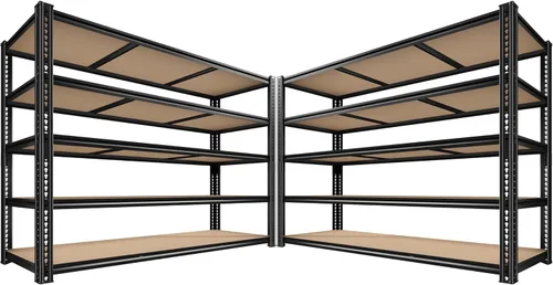 Vista 12 de ROOMFAVE Estantería de metal para garaje de 60 pulgadas de ancho, estantes de almacenamiento de 2800 libras, estantería ajustable de 4 niveles