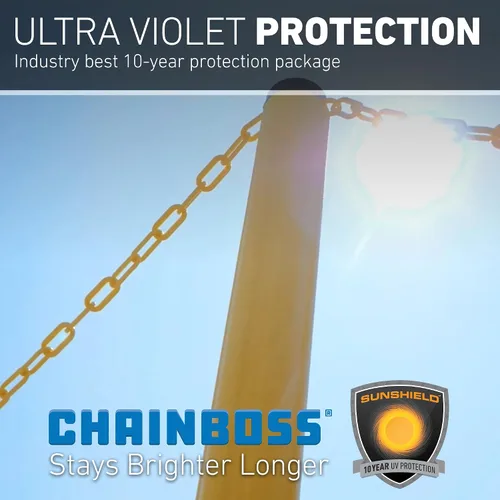 Vista 3 de US Weight (Fabricado en Estados Unidos) Cadena de seguridad de plástico negro de 2 pulgadas x 50 pies. Tecnología resistente a los rayos UV SunShield